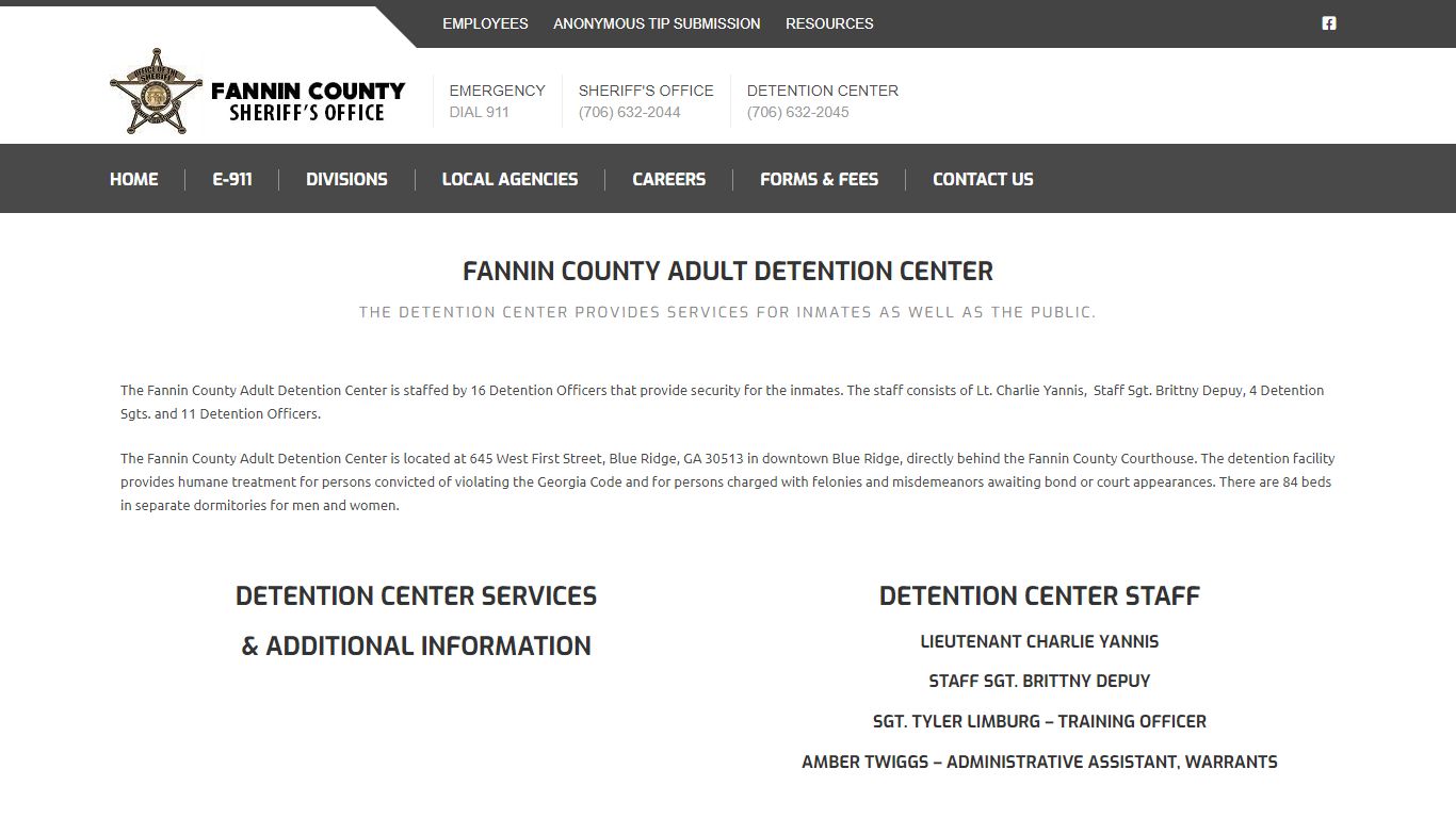 Detention Center - Fannin County Sheriff's Office