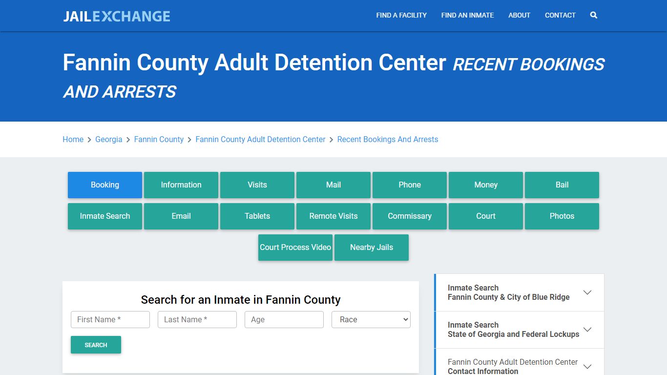 Fannin County Adult Detention Center GA Recent Arrests and Bookings