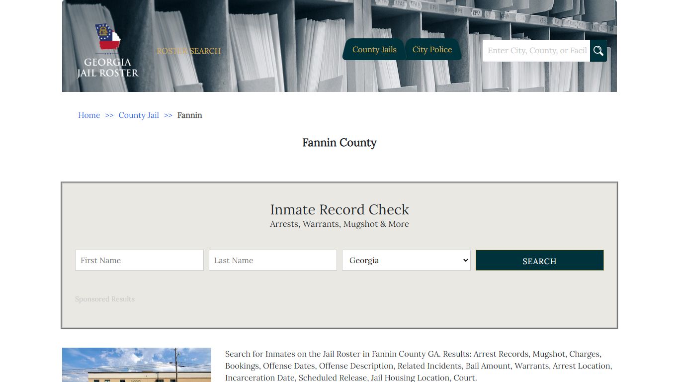 Fannin County - Georgia Jail Inmate Search